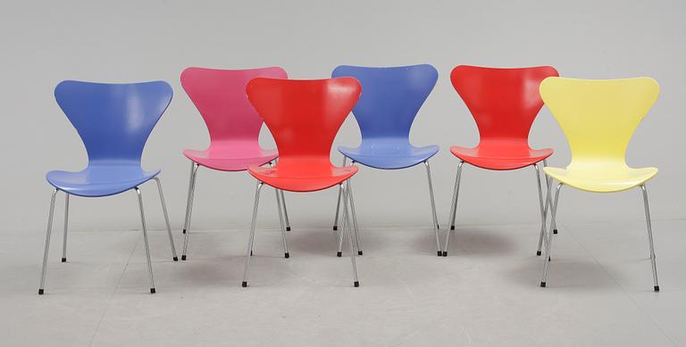 STOLAR, 6 st, "Sjuan", Arne Jacobsen, Fritz Hansen, 1997.