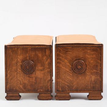 Swedish Grace, a pair of oak stools, 1920s.