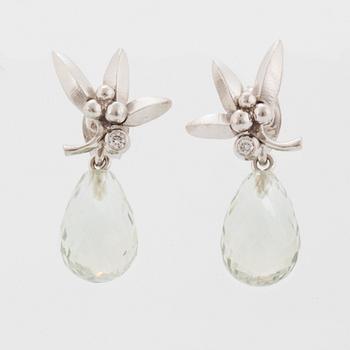 Ole Lynggaard, brilliant-cut diamond and briolette-cut quartz earrings.