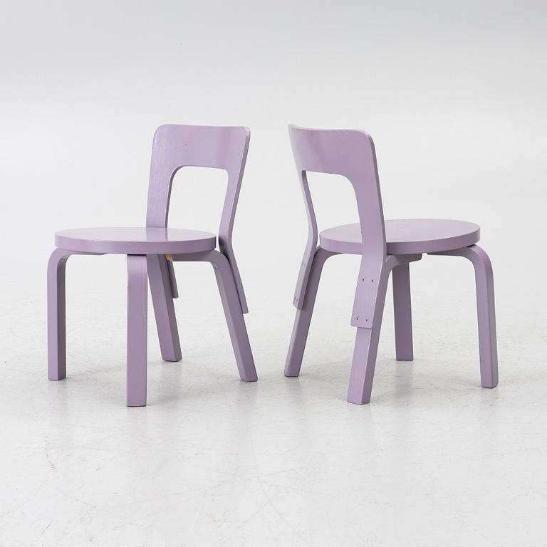 Table, Gärsnäs, and a pair of No. 65 children's chairs by Alvar Aalto.