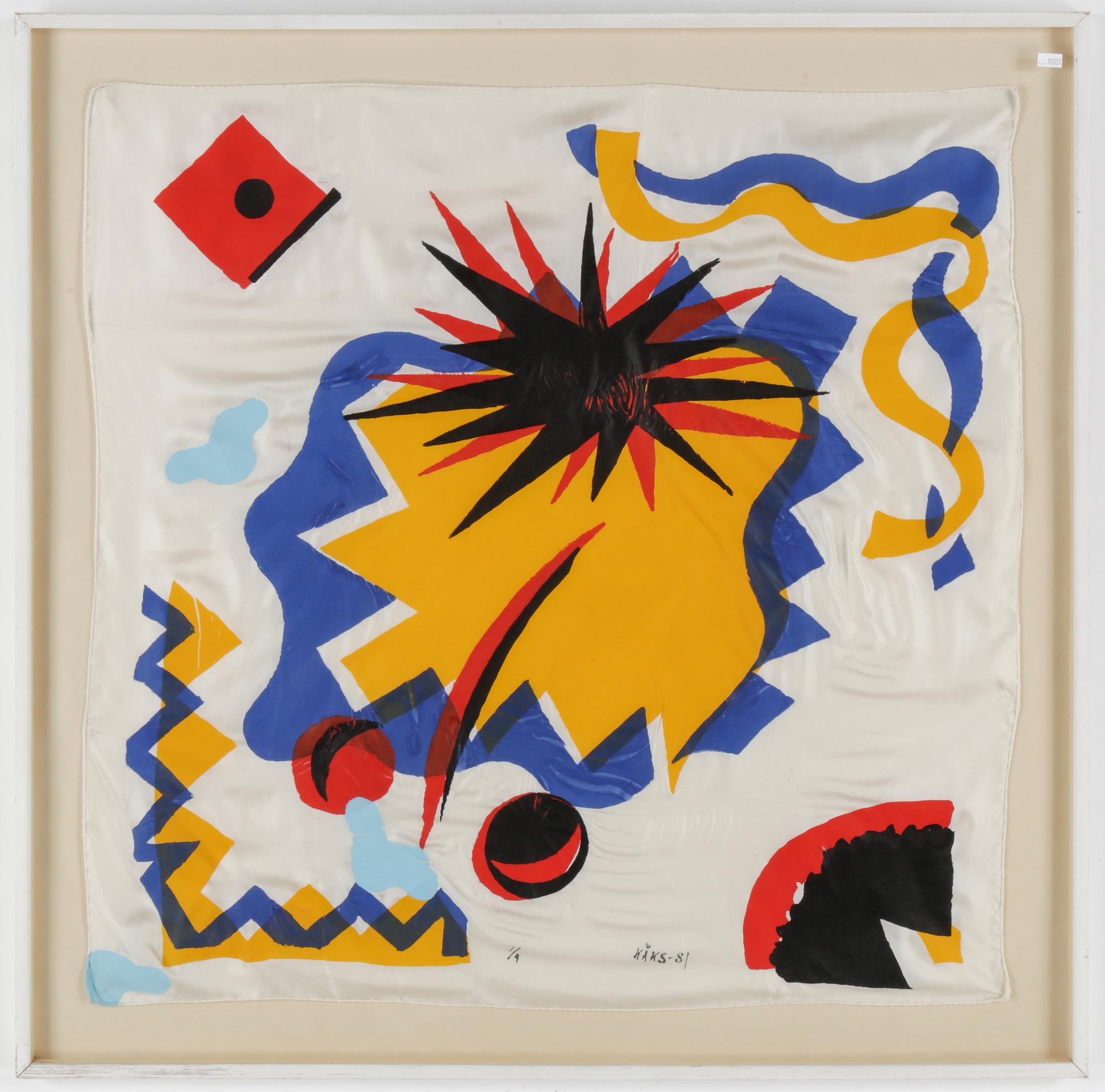 OLLE KÅKS, färgserigrafi på tyg, signerad, numrerad 1/9, daterad -81.