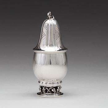 Georg Jensen, a sterling sugar castor, Copenhagen 1933-44, design nr 296, Swedish import marks.