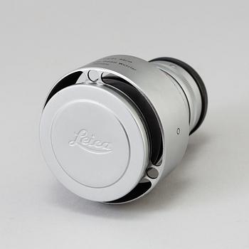 A chrome Leica Summarex f=8,5 cm 1:1,5 lens no 1008826 designed by av Max Berek, Ernst Leitz, Wetzlar . 1943-1960.