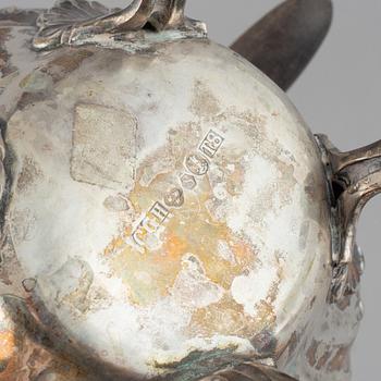 A three piece silver coffee service, CG Hallber, Stockholm 1945.