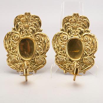VÄGGLAMPETTER ett par barockstil sent 1800.tal.