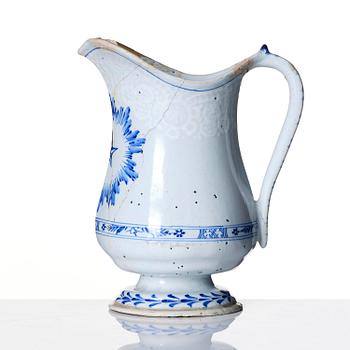 A Swedish Rörstrand ewer and basin, dated 1765.