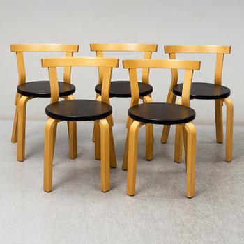 ALVAR AALTO, stolar, 5 st, modell 68, Artek, 1900-talets slut.