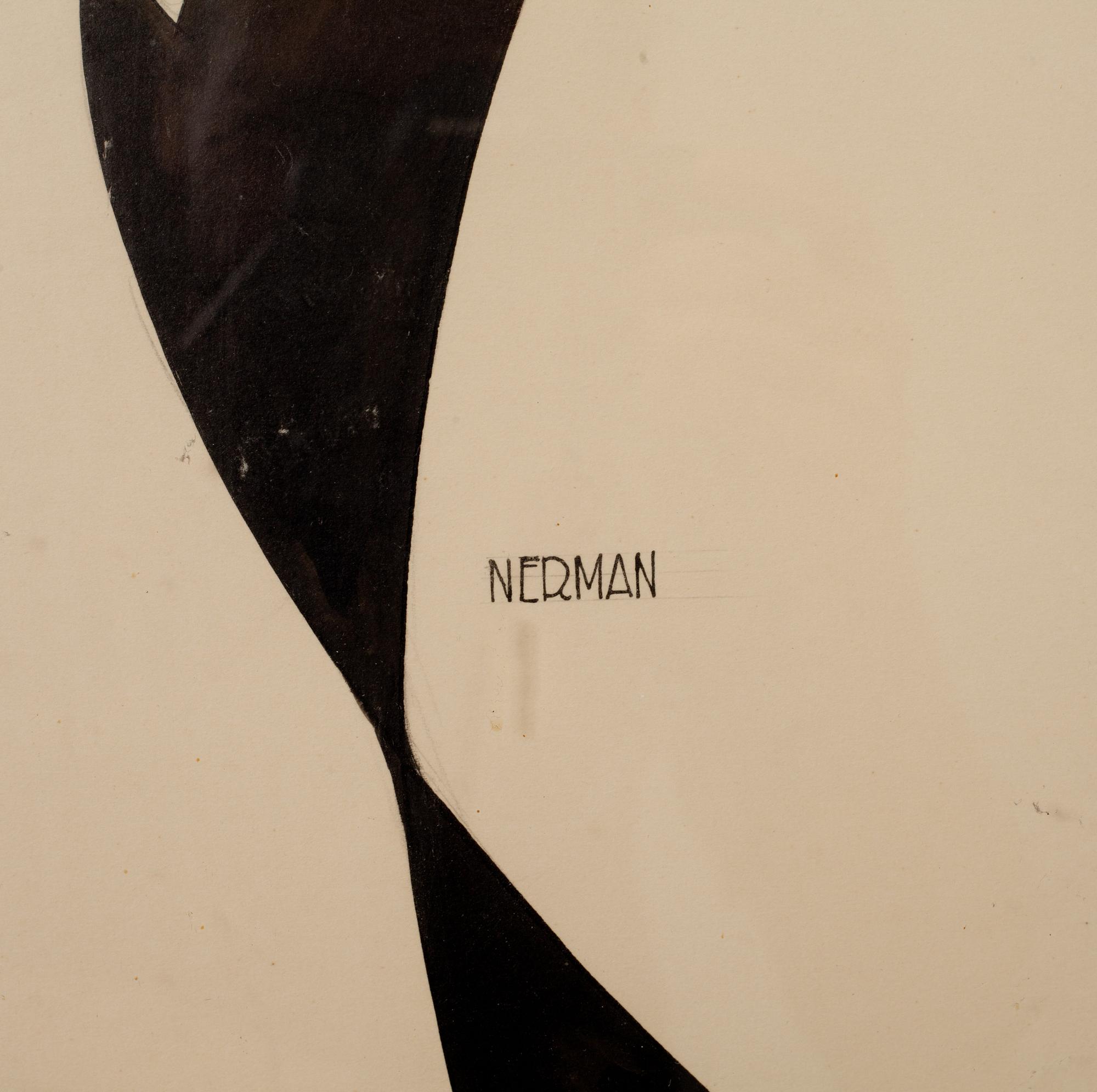 EINAR NERMAN, tuschteckning med täckvitt. Signerad.