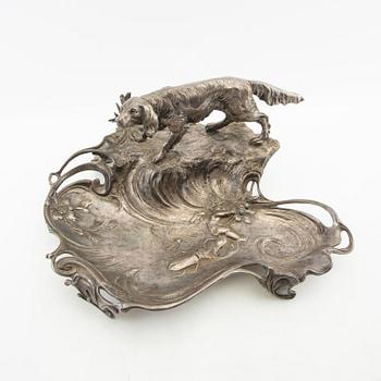 Writing desk Art Nouveau around 1900, silver plate.