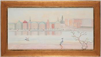 Einar Jolin, Skeppsbron och Kungliga slottet - panoramavy över Stockholm.