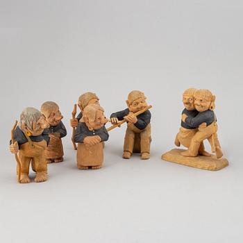HERMAN ROSELL, sculptures, wood, 10, signed and dated 1951-1959.