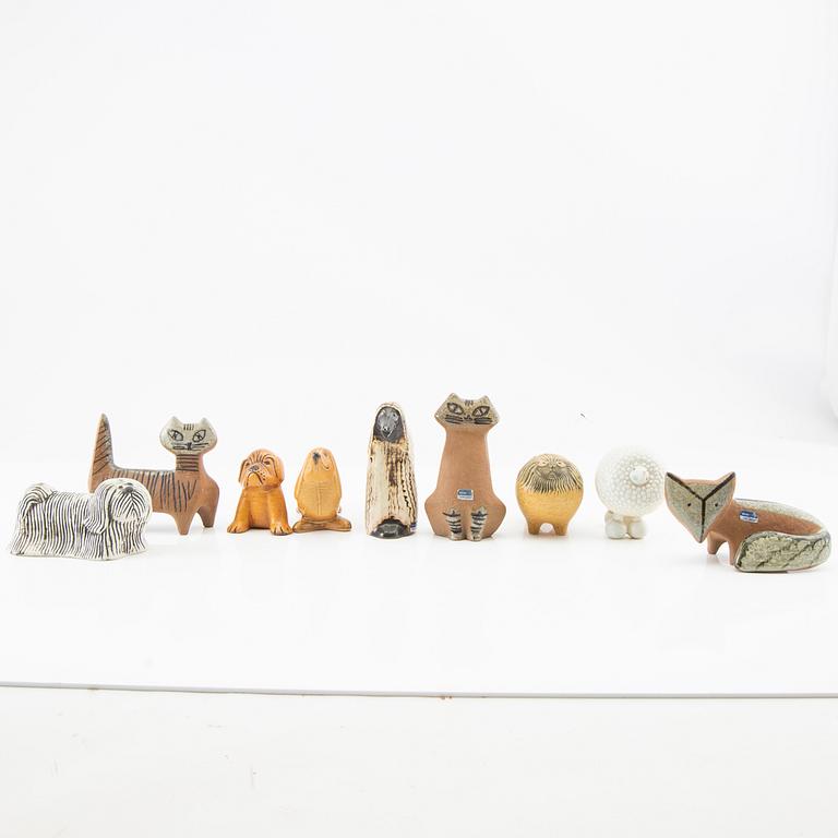 Lisa Larson, figurines 9 pcs Gustavsberg glazed stoneware.