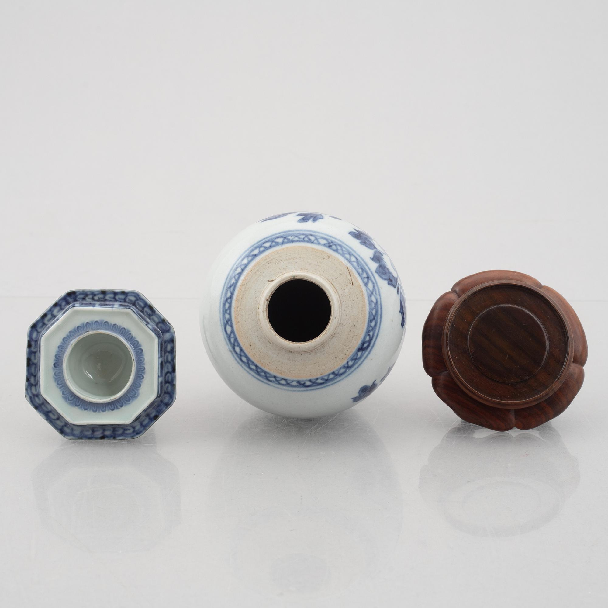 Six pieces of Chinese porcelain, Qing dynasty, 18th-19th century.