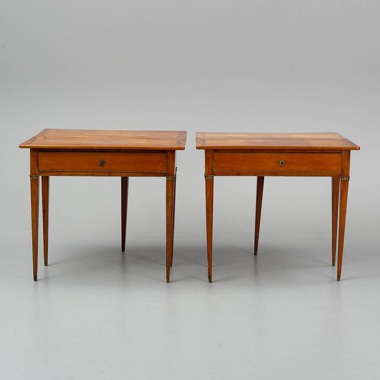 A pair of late gustavian games tables, ca 1800.