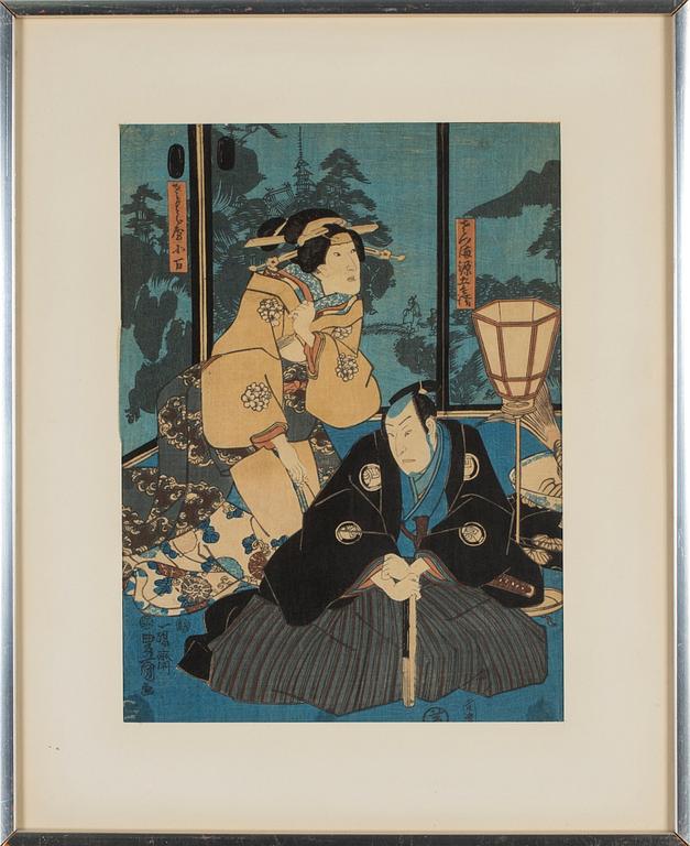 UTAGAWA KUNISADA (TOYOKUNI III), färgträsnitt, 1800-tal.