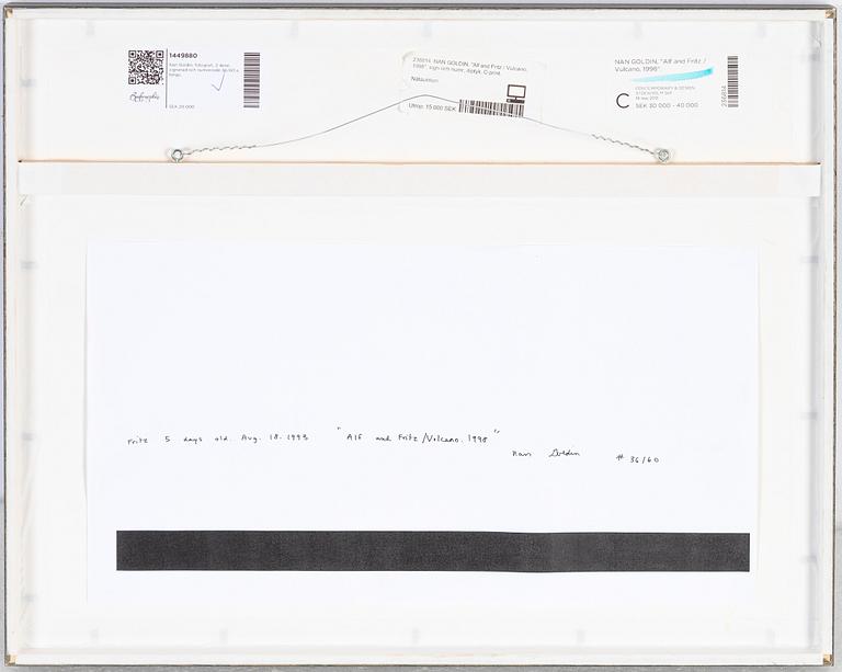 Nan Goldin, photograph, two parts, signed and numbered 36/60 verso.