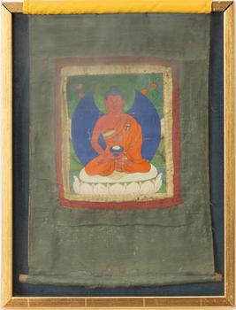 Unidentified artists, Buddhist motifs, four pieces, Tibet, 20th century.