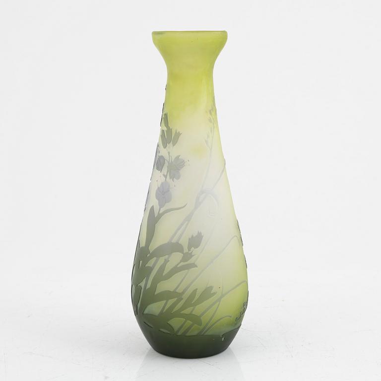 Emile Gallé, vase, glass, Art Nouveau, Nancy, France, early 20th century.