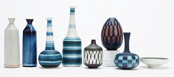 A set of eight Gunnar Nylund stoneware miniatures, Rörstrand.