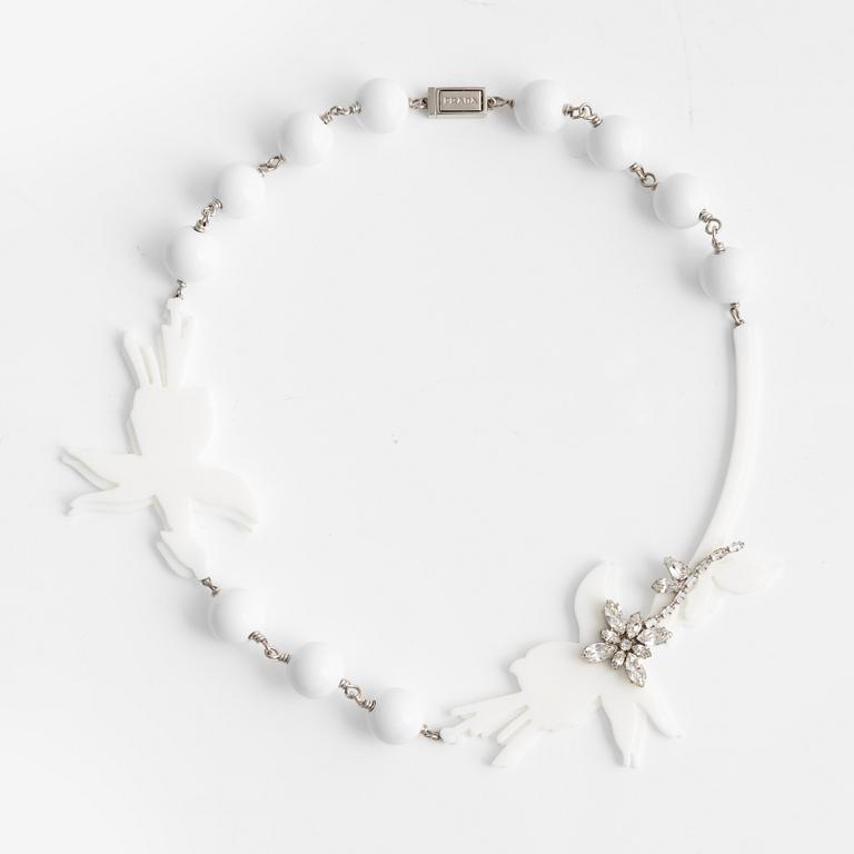 Prada, acrylic and rhinestone necklace.