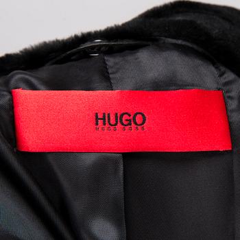 Hugo Boss Ladies Black Leather Trenchcoat in size S.