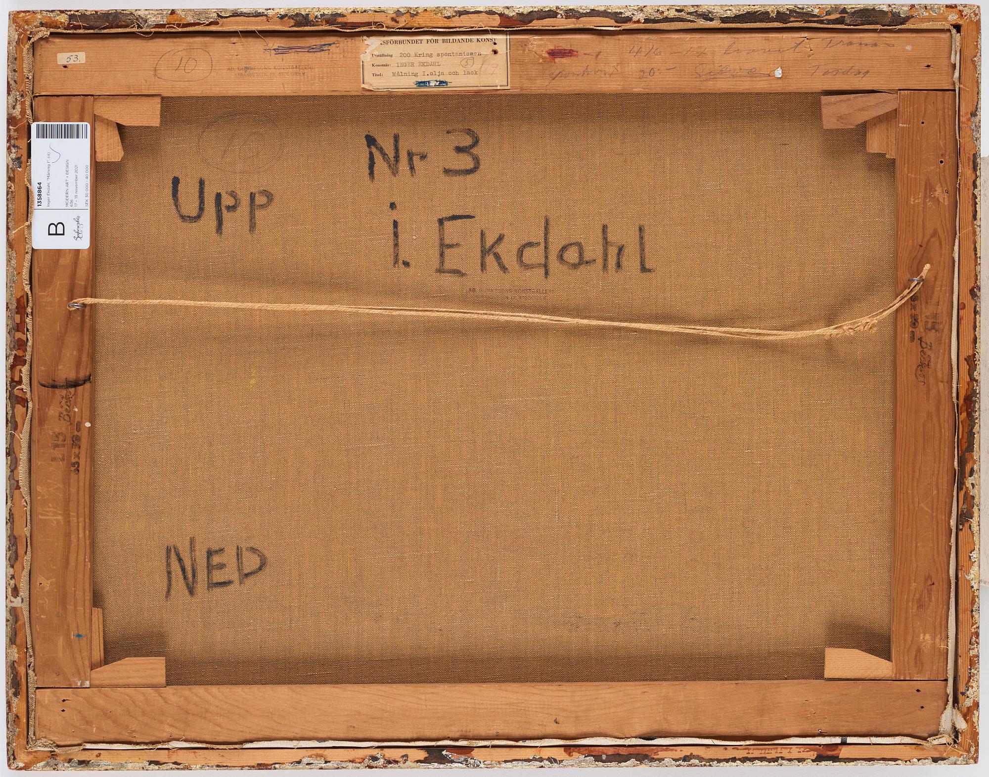 Inger Ekdahl, "Målning I" (Painting I).