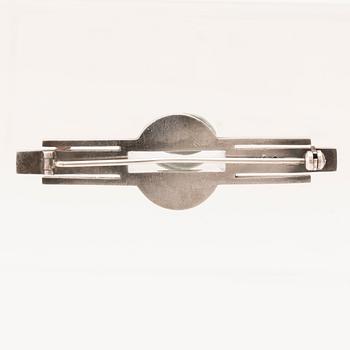 Brooch, silver and enamel with step-cut rock crystal, C G Hallberg Stockholm 1943.