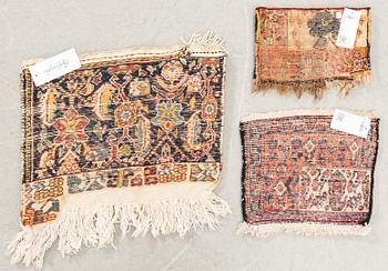 Matta Wagireh (provmatta) 3 st Shiraz, Kurdistan (Ornak), Shiraz/Kashgai (Ornak) semiantika 36x46 cm, 28x38 cm, 20x32 cm.