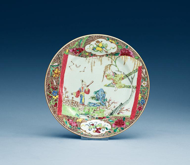 A famille rose dinner plate, Qing dynasty, Qianlong (1736-95).