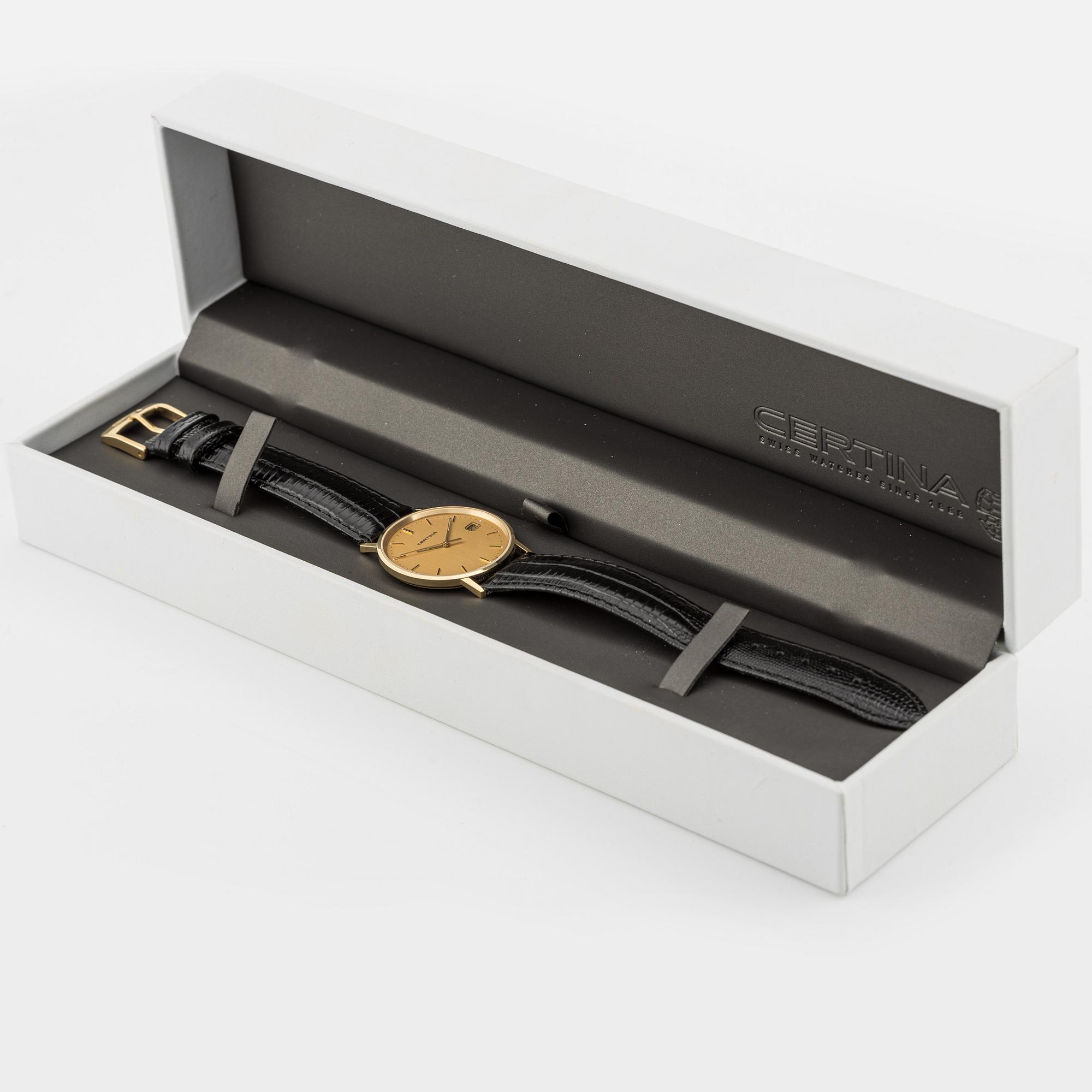 Certina, 18K gold, wristwatch, 33.5 mm.