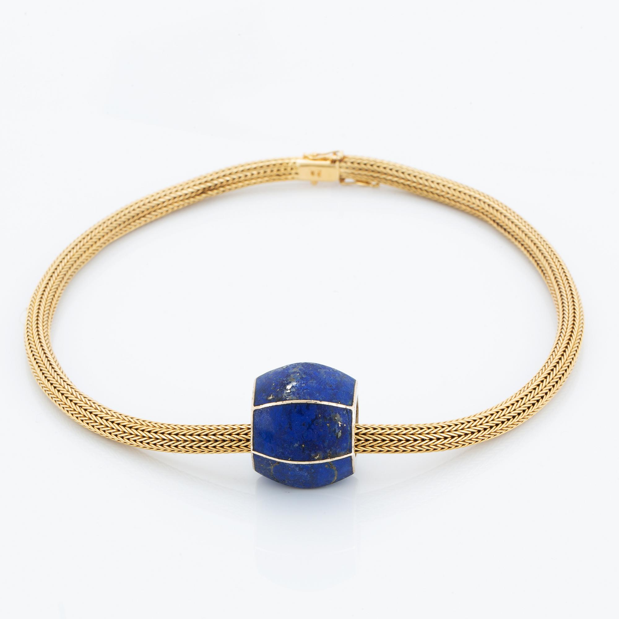 Collier 18K guld, hänge med lapis lazuli medföljer.