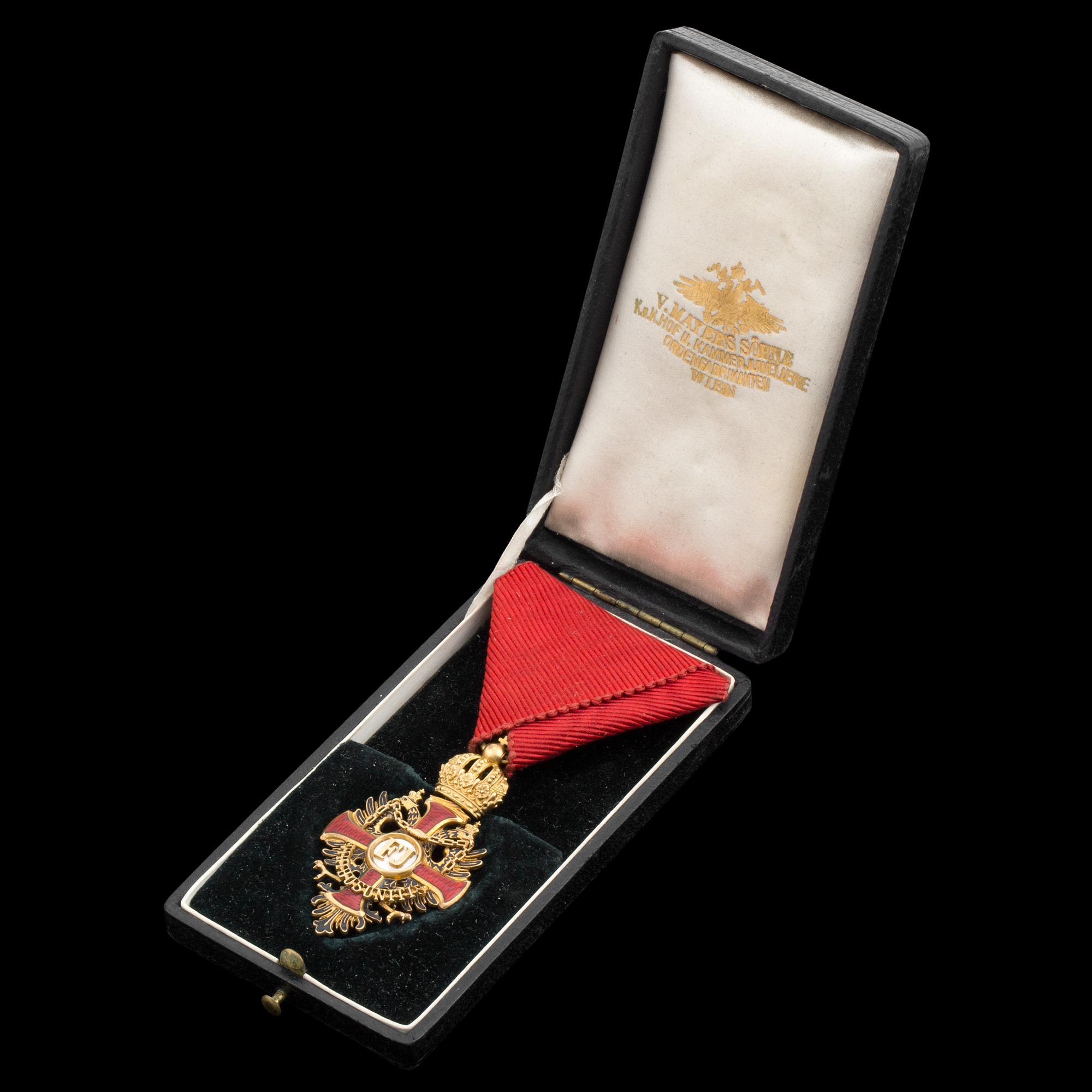 An Austrian Order of Franz Joseph in gold and enamels  by V.Mayer Söhne, Vienna.