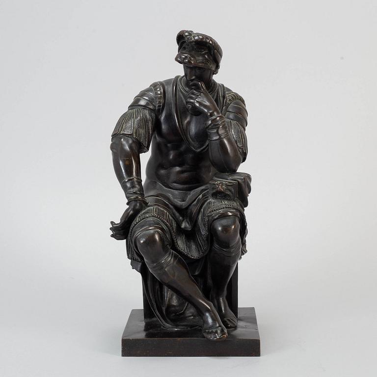 J. DELASALLE, sculture, bronze, signed after an original by Michelangelo.