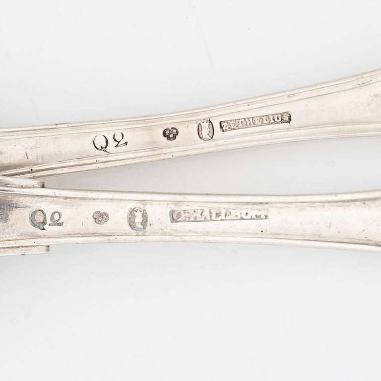 Ten silver spoons, Sweden, second half of the 18th century.