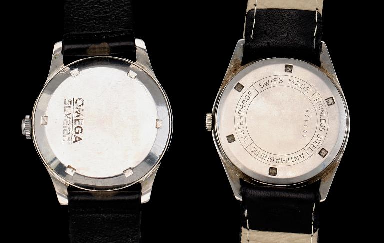 ARMBANDSUR, 2 st, stål, bla Eiger Lux, 1900-talets mitt.