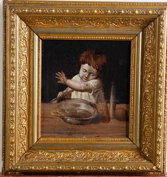 OKÄND KONSTNÄR, olja på pannå.