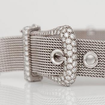 A Tiffany & Co brilliant-cut diamond bracelet in the shape of a belt. Total carat weight circa 3.00 cts.