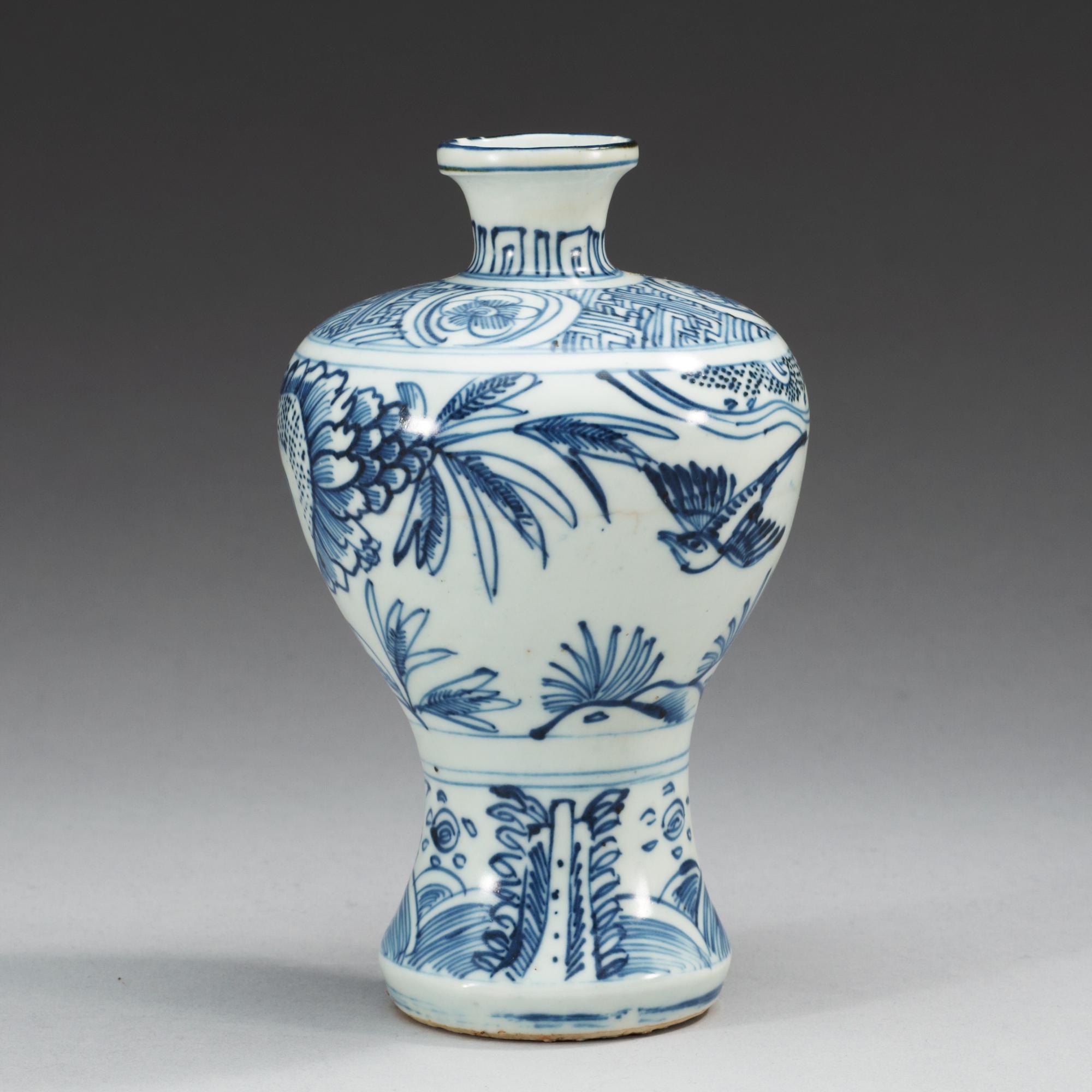 A blue and white vase, Ming dynasty.
