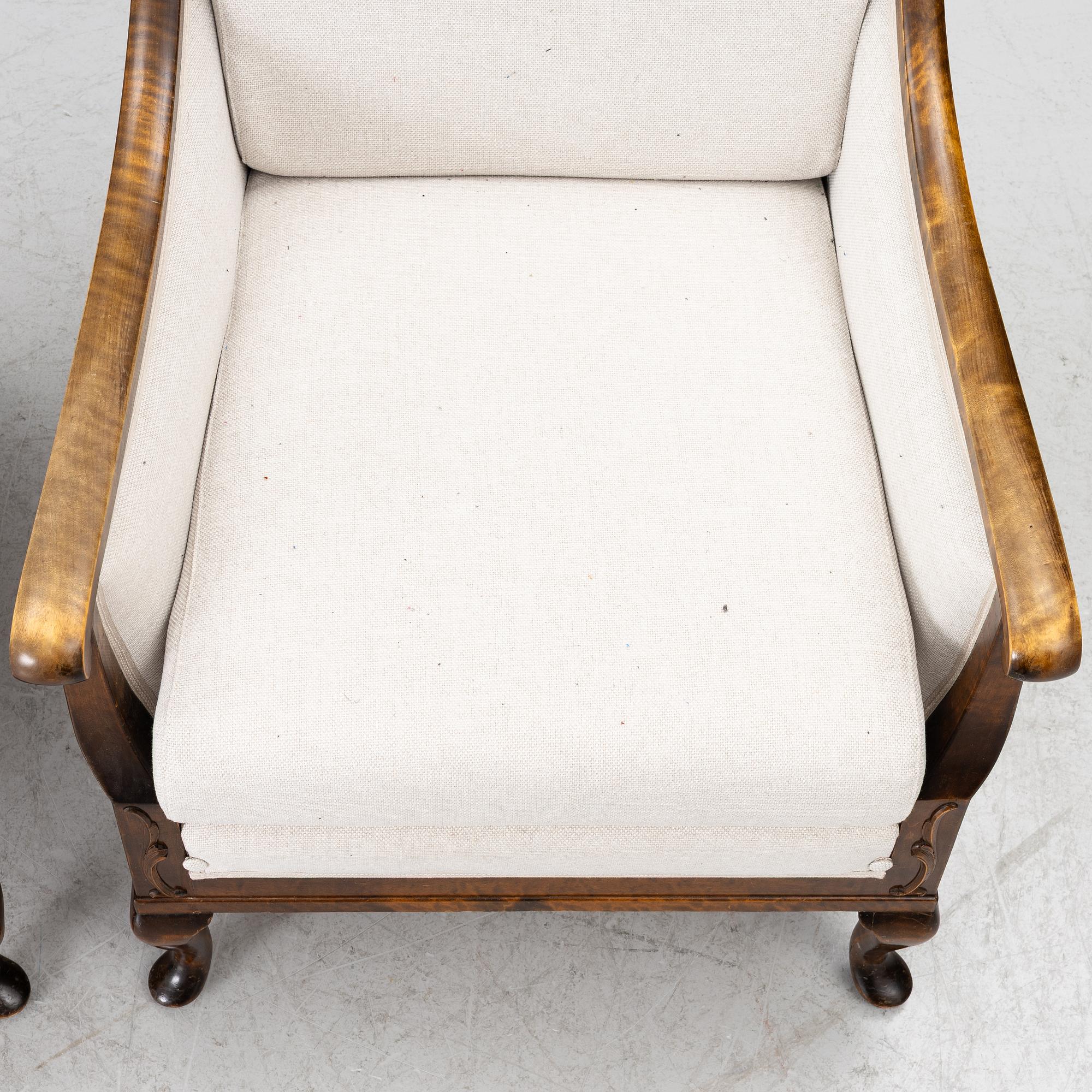 Armchairs, a pair, 1930s/40s.
