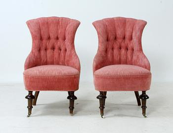 FÅTÖLJER, 2 st, 1800/1900-tal.