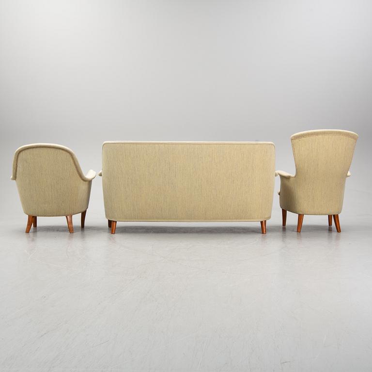 Carl Malmsten, soffa "Konsert", fåtölj "Cirkus" och fåtölj "Gamla Stan".