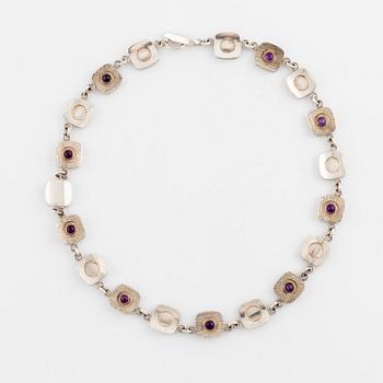Arvo Saarela, silver and cabochon cut amethyst necklace.