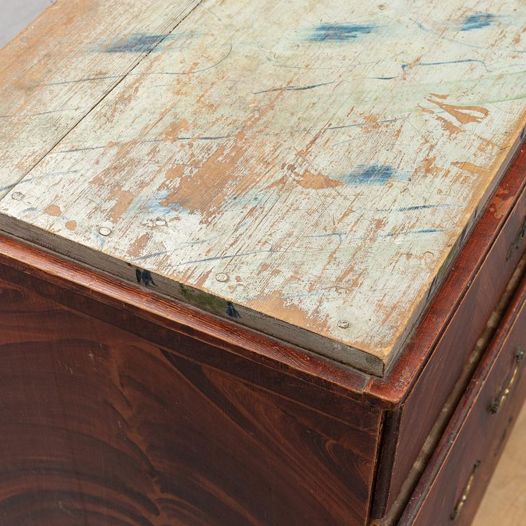 A painted Swedish chest of drawers from Hälsingland, 19th century.