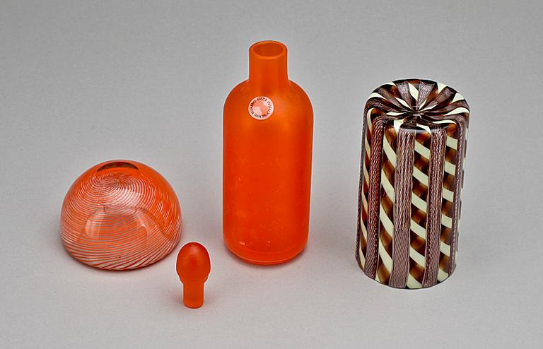 PARTI GLAS, 3 delar, Venini, Murano, Italien, 1900-talets andra hälft.