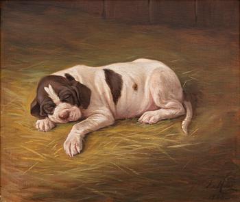 Johan von Holst, 1900, resting dog.