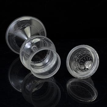 An 'Aurora' jubilee glass cup for Orrefors 1726-1976, designed by Simon Gate in 1919. Numbered 49/500.