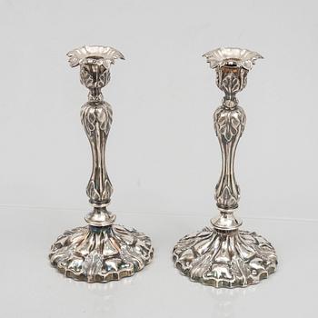 A Pair of Swedish Silver Candlesticks, mark of Gustaf Möllenborg, Stockholm 1848.