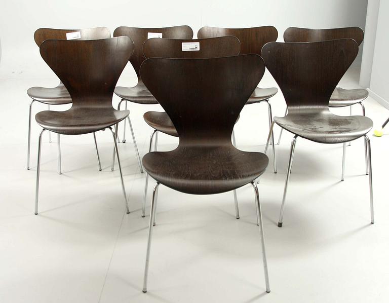 STOLAR, 8 st, "Sjuan", Arne Jacobsen, Fritz Hansen.