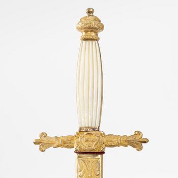 Official's sword, Swedish, 19th century, with scabbard.