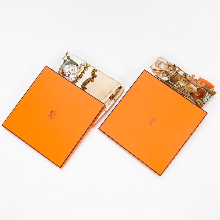 HERMÈS Two Silk Scarfs.